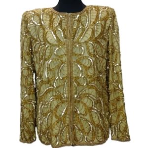 Vintage 80s Gold Sequinned Silk Jacket